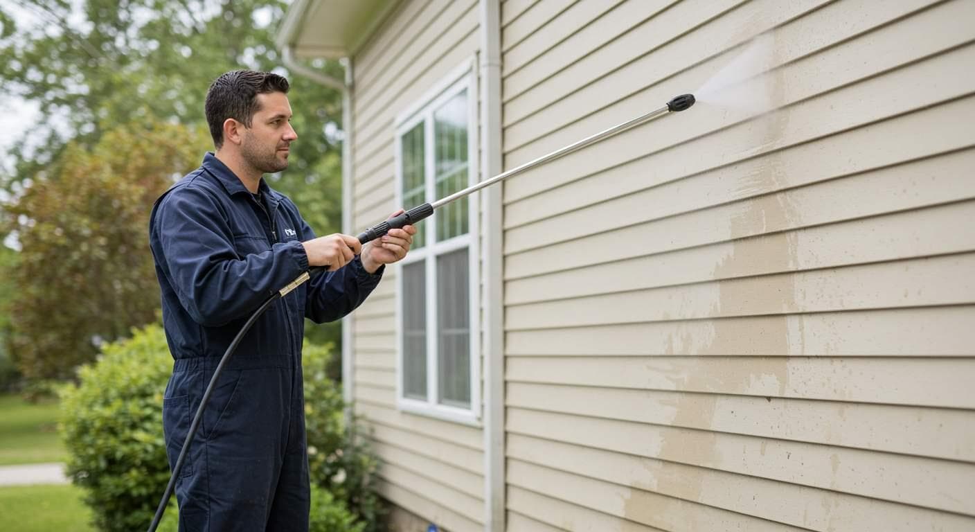 Soft washing a house exterior